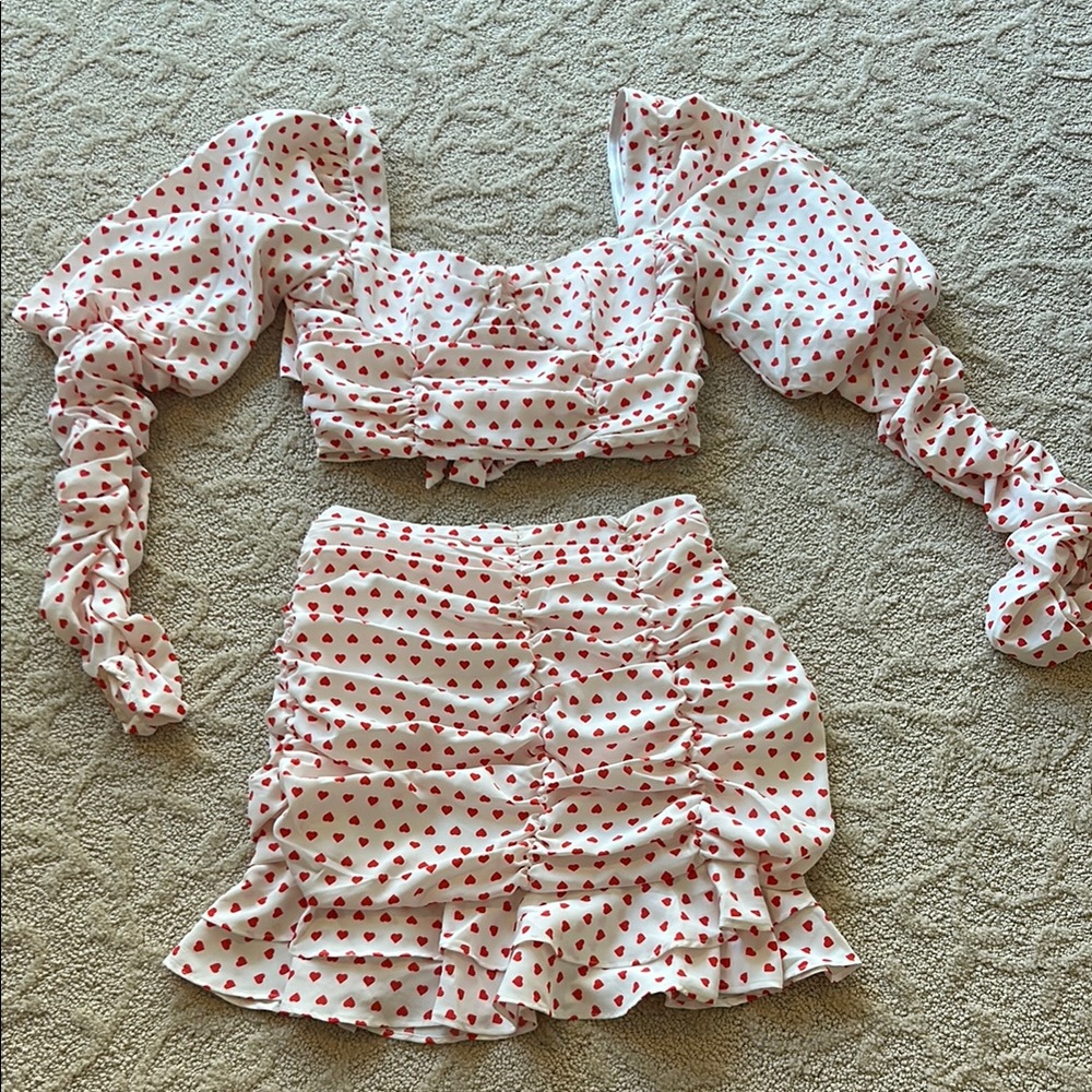 Heart Print Ruffled Skirt